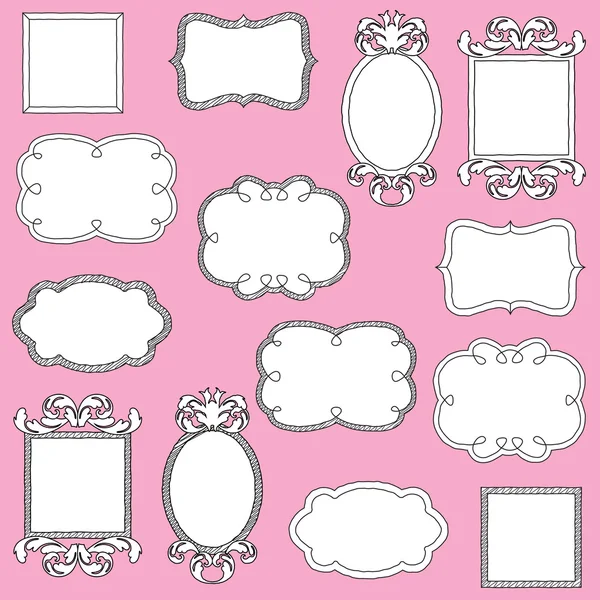 Vector Set of Doodle Frames and Borders — Stock Vector