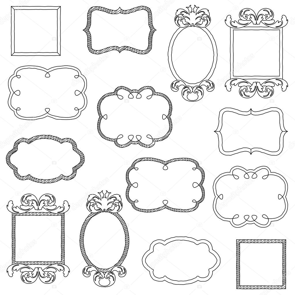 Vector Set of Doodle Frames and Borders