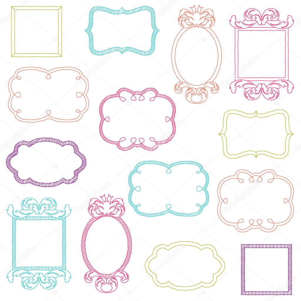 Vector Set of Doodle Frames and Borders