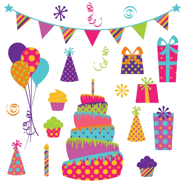Vector Collection of Bright Party Elements Stock Vector