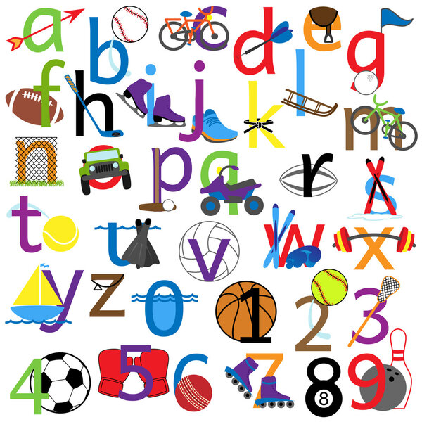 Lowercase and Numbers Sports Alphabet