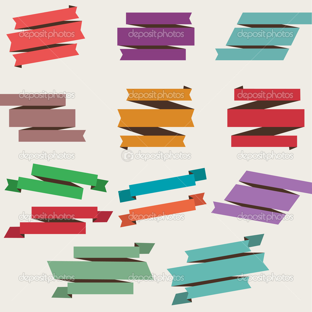 Retro Style Vector Banner and Ribbon Set
