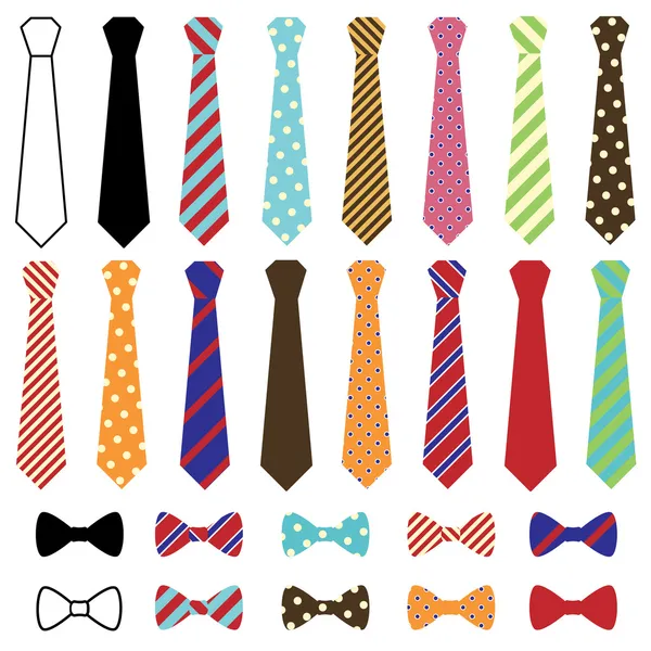 Set of Vector Ties and Bow Ties — Stock Vector