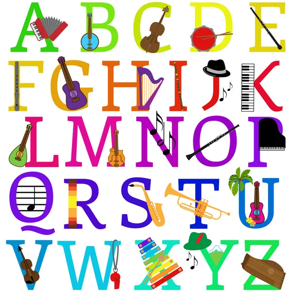 Ensemble alphabet de musique vectorielle — Image vectorielle