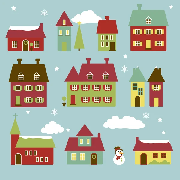 Vector Winter Village — Stock Vector