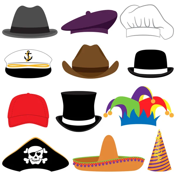 Vector Collection of Hats or Photo Props — Stock Vector