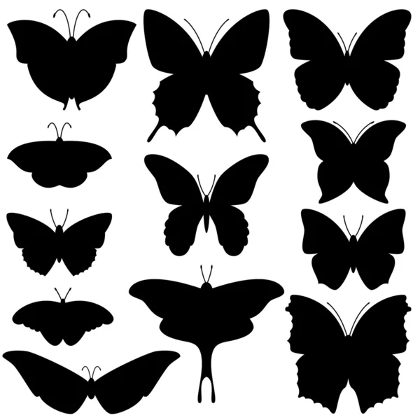 Vector Collection of Butterfly Silhouettes — Stock Vector