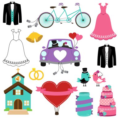 Wedding Themed Vector Set vector