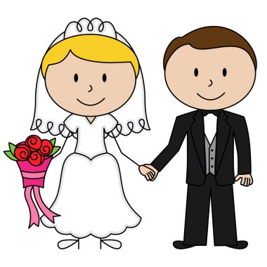 Vector Bride and Groom Stick Figures vector