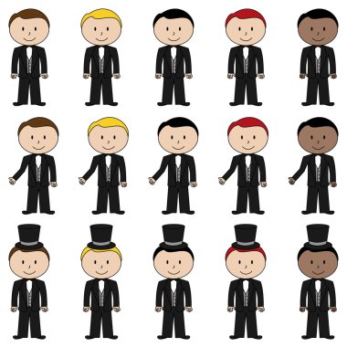 Large Set of Vector Groom Stick Figures vector