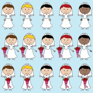 Large Set of Vector Bride Stick Figures vector