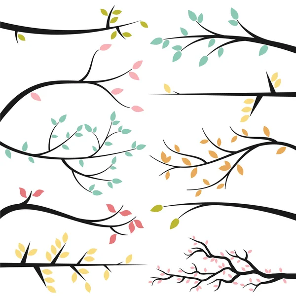 Vector Collection of Tree Branch Silhouettes — Stock Vector