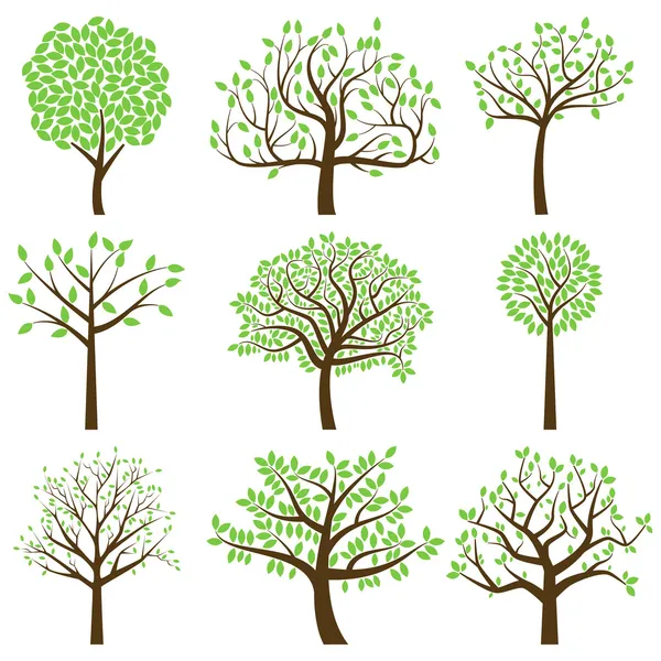 Colección vectorial de siluetas de árbol estilizadas — Vector de stock