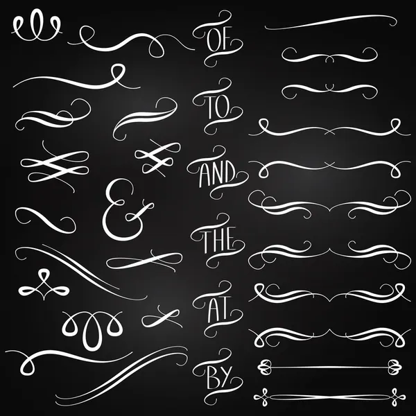 Vector Collection of Chalkboard Style Words, Decoration, Ornaments and Dividers — Stock Vector