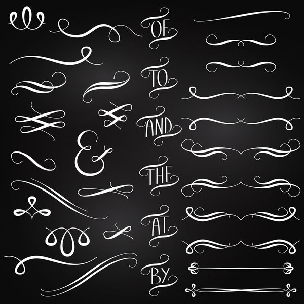 Vector Collection of Chalkboard Style Words, Decoration, Ornaments and Dividers