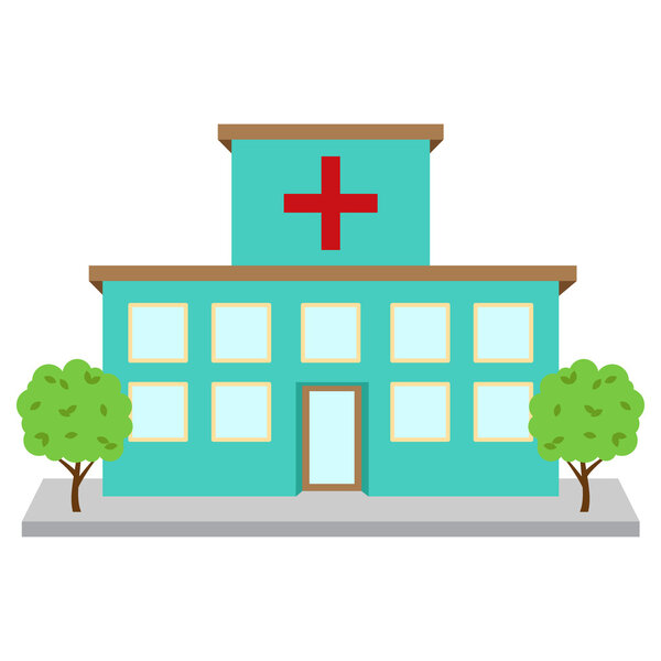 Яркая и красочная векторная больница или медицинское учреждение
