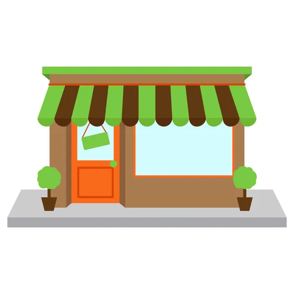 Tienda de vectores frontal o tienda con ventana y signo — Vector de stock