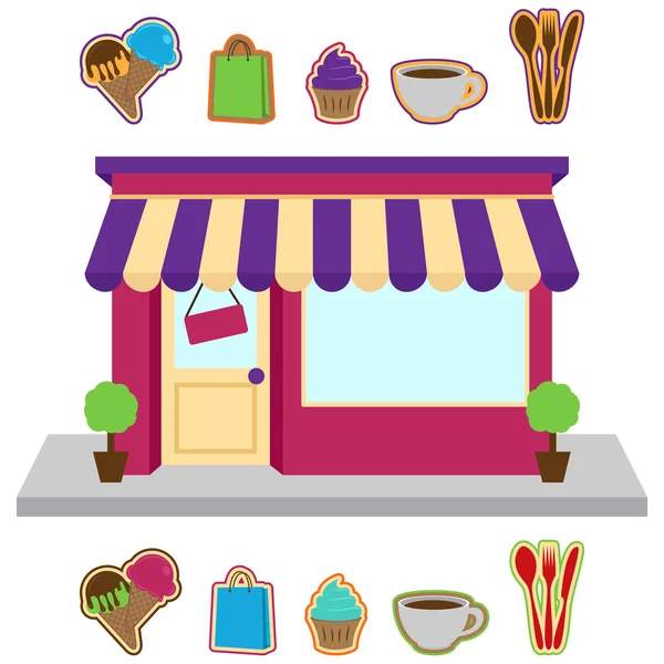 Vector Store or Shop with Signs — Stock Vector