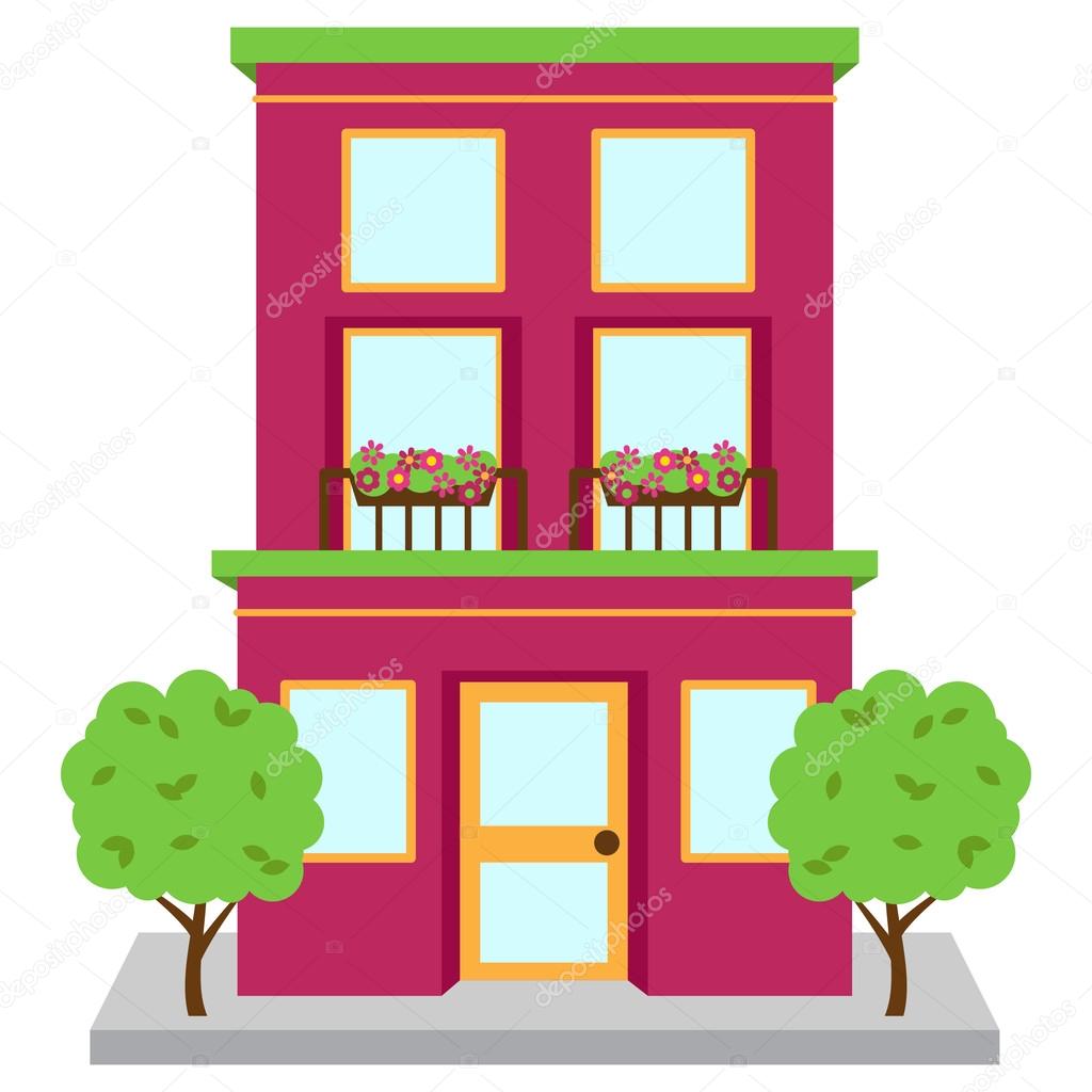Vector Apartment Building on Street — Stock Vector © PinkPueblo 30267161