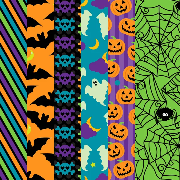 Colección vectorial de Halloween temática fondos sin costura — Vector de stock