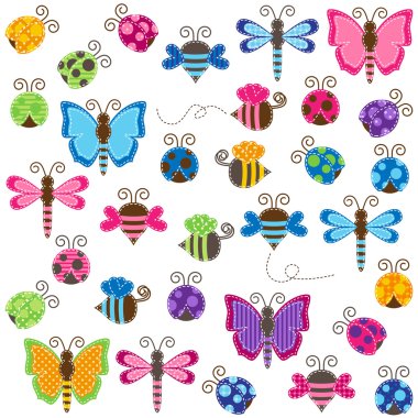 patchwork ve bebek duş temalı hataların büyük vektör toplama