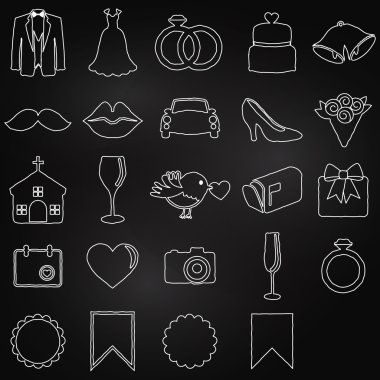Vector Collection of Chalkboard Wedding Doodles vector