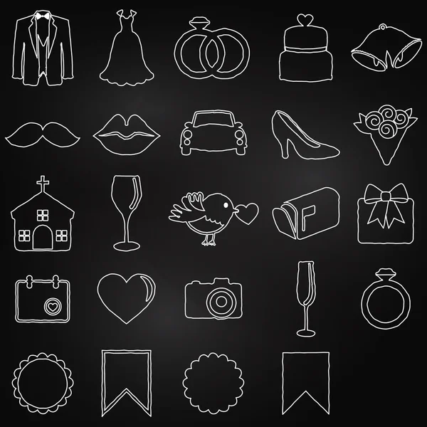 Vector Collection of Chalkboard Wedding Doodles — Stock Vector