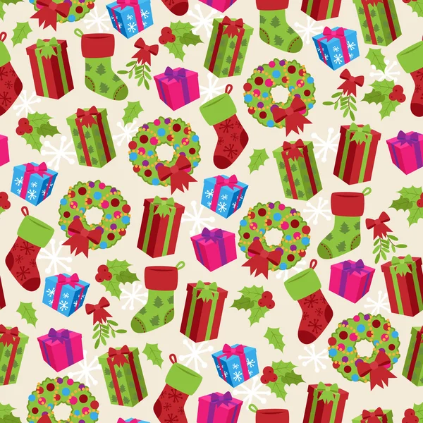 Vector inconsútil Tileable Navidad tema fondo modelado — Vector de stock