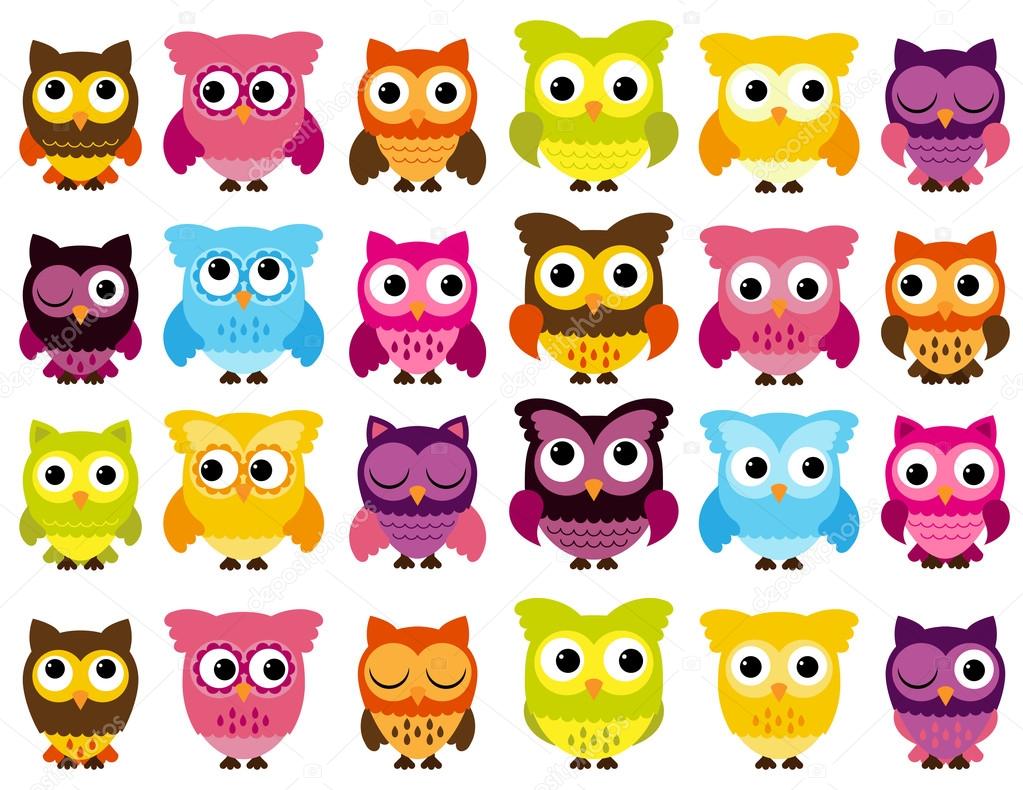 Vector Collection of Cute and Colorful Owls