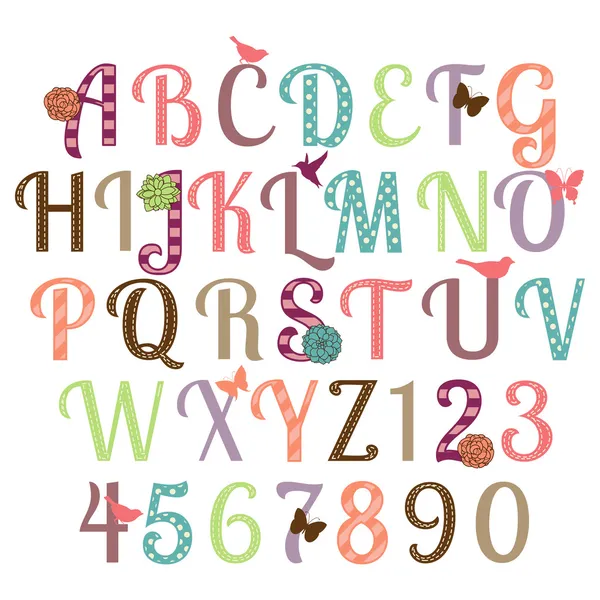 Ensemble vectoriel alphabet girly — Image vectorielle