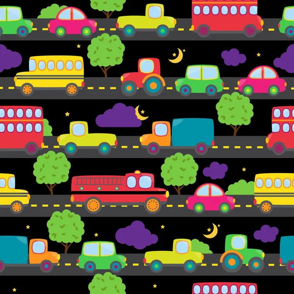 Transportation Themed Seamless Tileable Background Pattern — Stock Vector