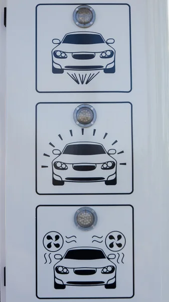 Indicator icons tunnel automatic car wash — Stock Photo, Image
