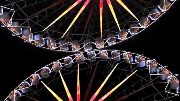 Fair Ferris Wheel Noria la nuit avec des lumières - 3 Coupes — Video