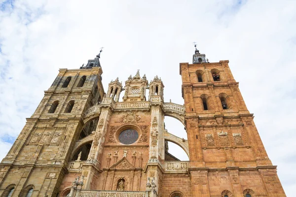 Fachada Catedral Astorga Vista Baixo Leão Espanha — Fotografia de Stock