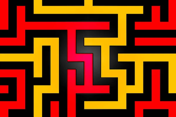 Лабиринт Геометрического Рисунка Красный Желтый Черный — стоковое фото