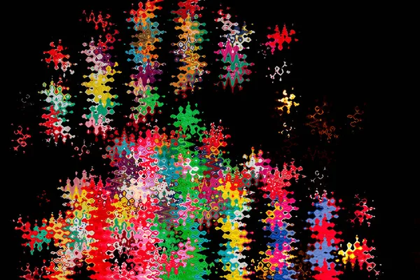 Абстрактный Пестрый Цифровой Фон Разноцветных Пятен Всплесков Перемежающихся Черном Фоне — стоковое фото