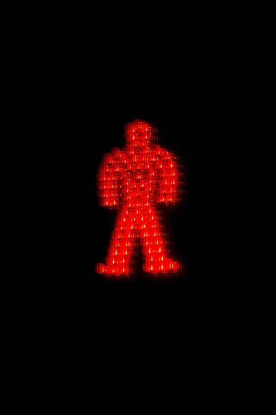 Symbol Pedestrian Red Light Dark Background — ストック写真