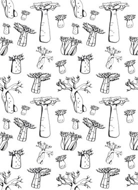 beyaz arkaplanda baobab deseni