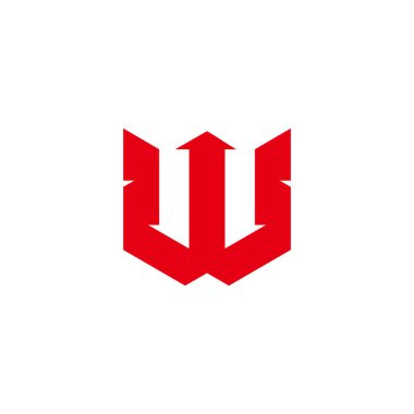 w harfi kanatları basit geometrik tasarım logo vektörü yukarı ok