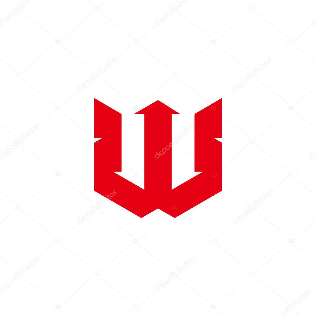 letter w wings arrow up simple geometric design logo vector