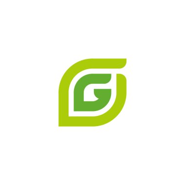 G harfi geometrik çizgi yaprak renkli logo vektörü