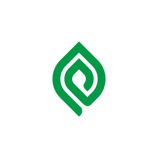 Sarmal Geometri Yeşil Yaprak Basit Logo Vektörü — Stok Vektör