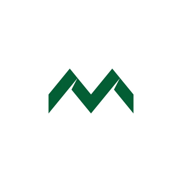 字母M简单的绿色山线符号标识向量 — 图库矢量图片