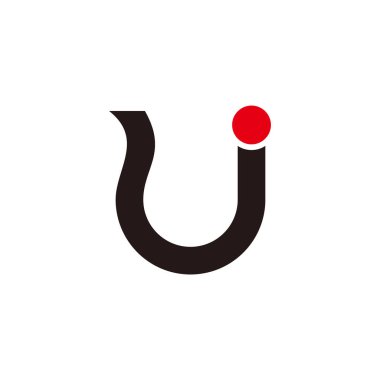 u j harfi düz eğriler kurdele geometrik logo vektörü