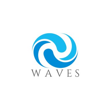 bağlı mavi dalgalar gölge geometrik logo vektörü