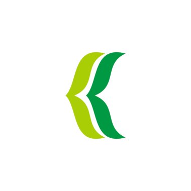 K gradyan yaprağı basit geometrik logo vektörü