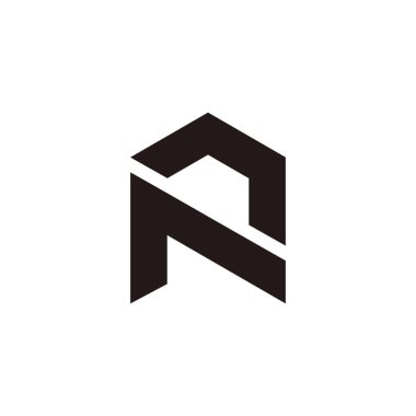 n harfi ev oku basit geometrik logo vektörü