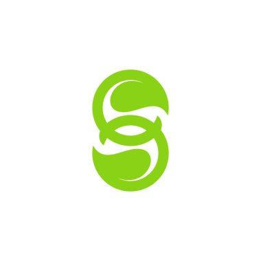 harf bağlı yaprak şekli doğal yeşil logo vektörü