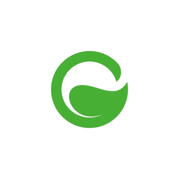 手紙G緑の葉の円運動のロゴベクトル — ストックベクタ