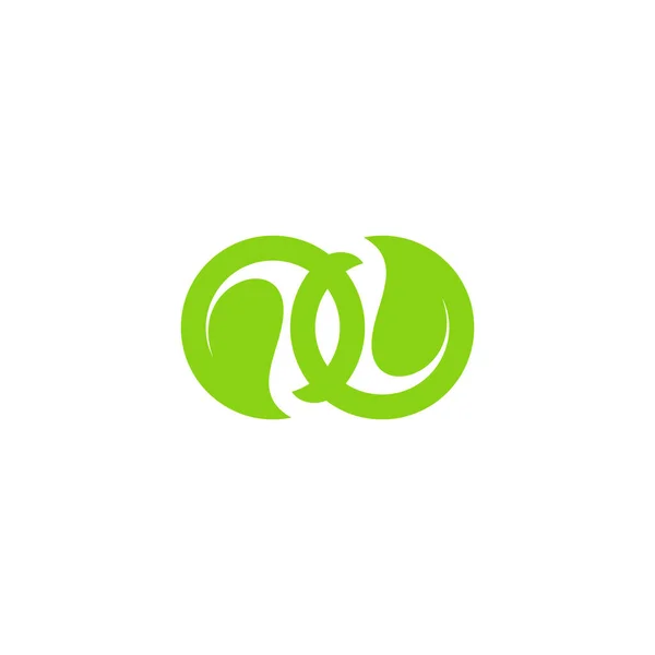 Forme Feuille Liée Vecteur Logo Géométrique Vert — Image vectorielle